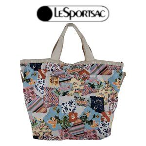 LeSportsac Easy Carry Tote 74 Collage Patchwork Bird Floral Travel Bag